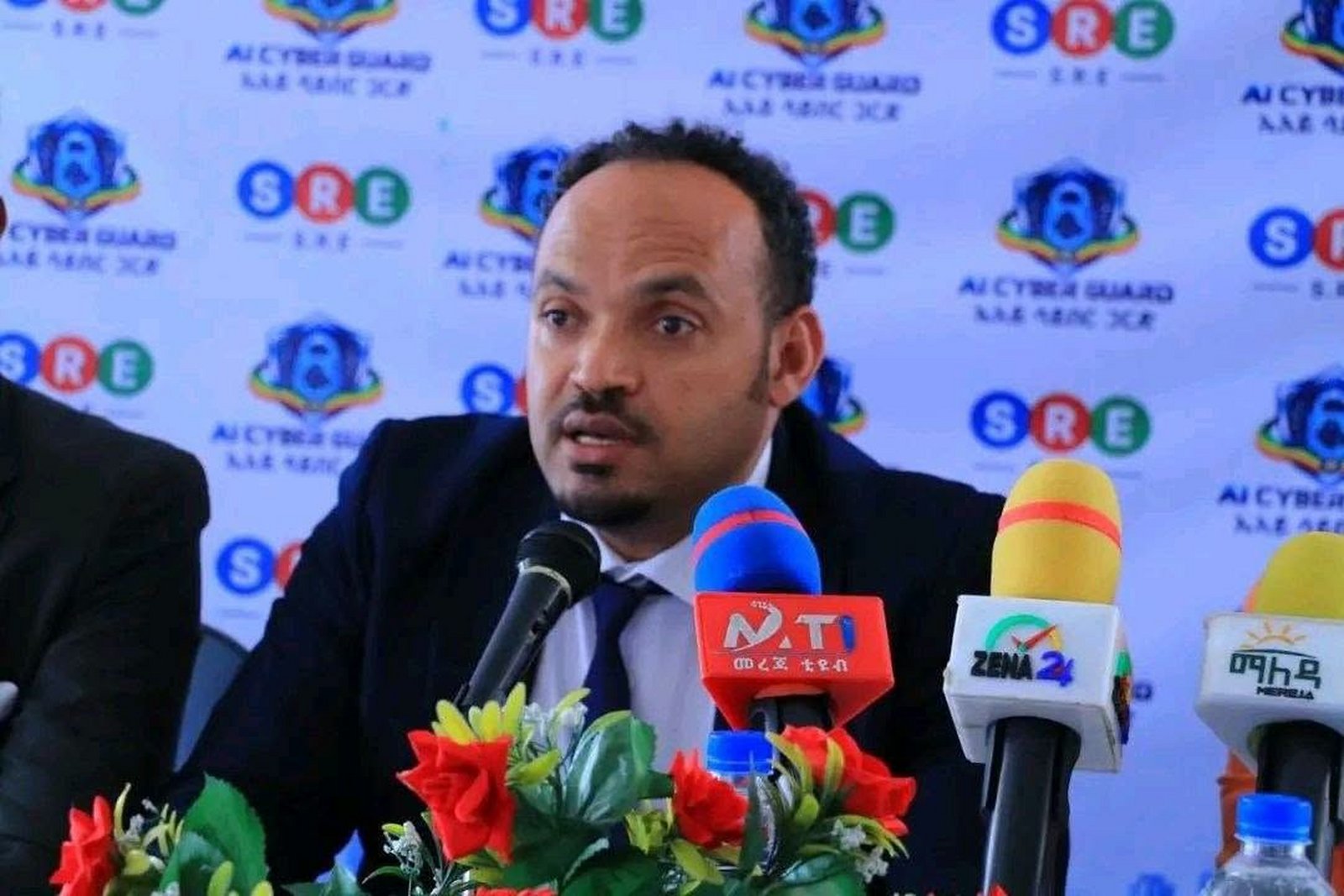 Samuel Kefelegn speaking at the AI Cyber Guard launch
